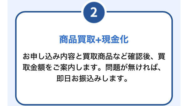 STEP2 商品の買取・即日現金化