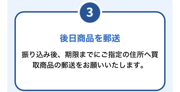 STEP3 後日商品を発送