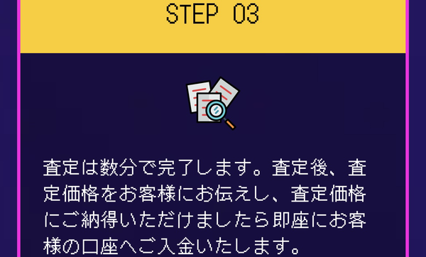 STEP3 買取代金の即日振り込み