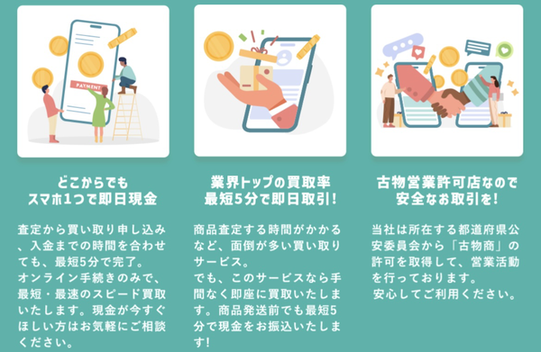 チケリアは、24時365日受付しており土日・祝日も対応可能(年中無休)なWEB完結の即日現金化できる先払い買取業者です。