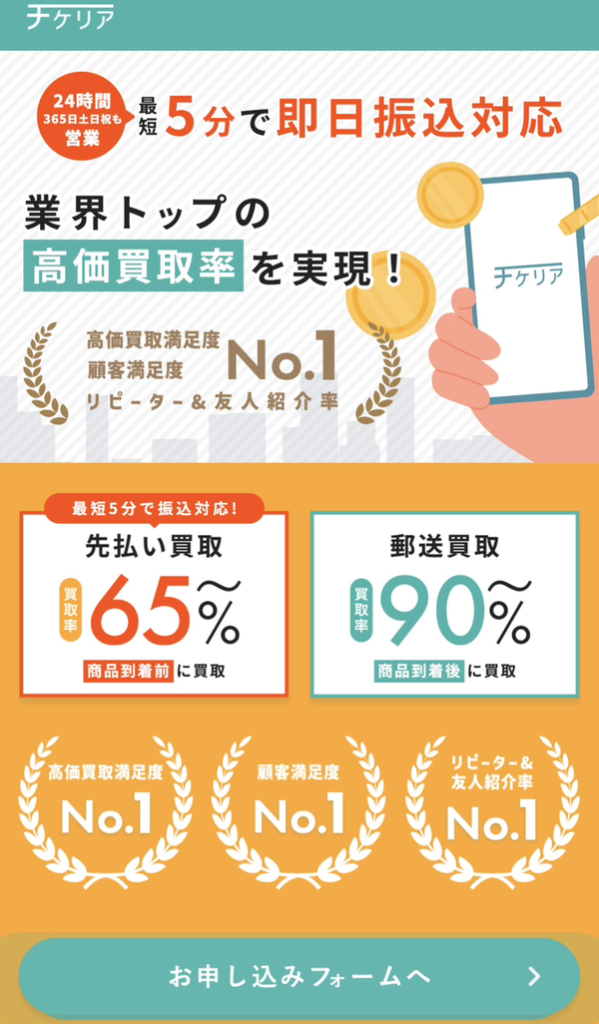 先払い買取業者 チケリア 徹底解説　最新2024