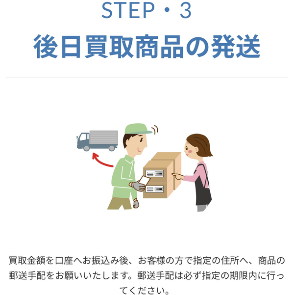 STEP3 後日買取商品の発送