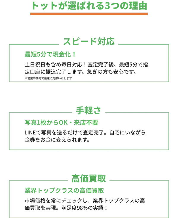 先払い買取業者 Totto-トット-のおすすめポイント