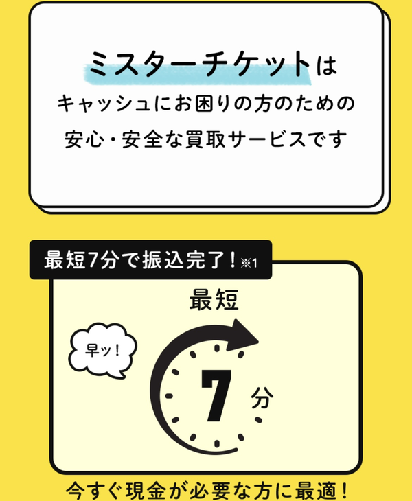 先払い買取業者 Mr.ticket-ミスターチケット-のおすすめポイント